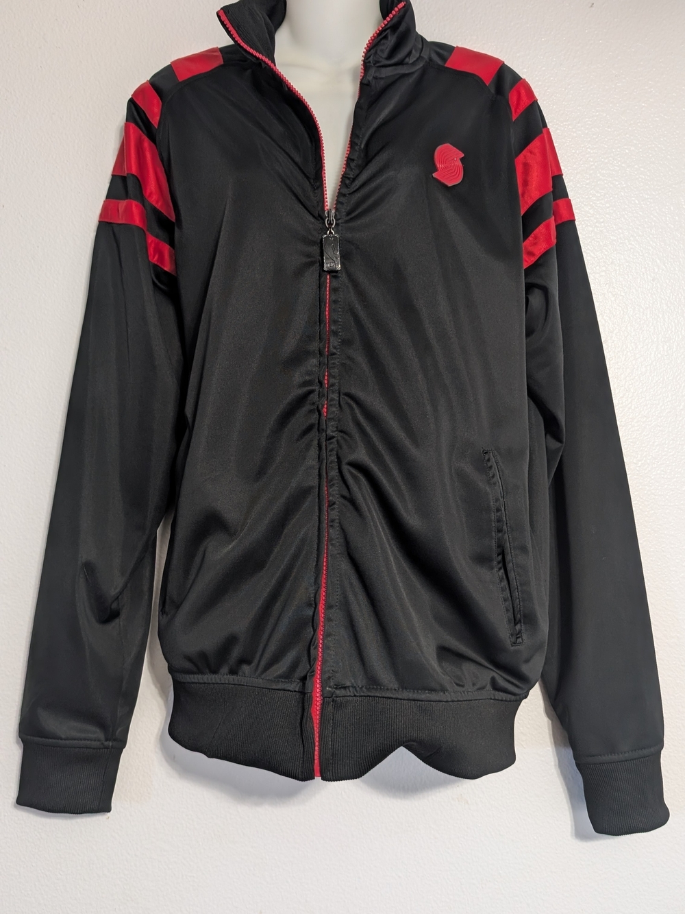 NBA Black Track Jacket with Red Accents